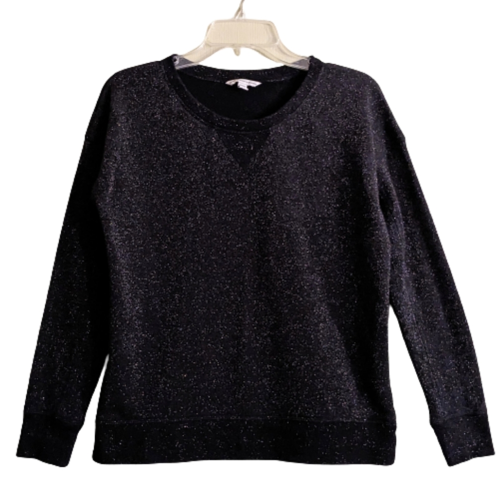 American Eagle Outfitters Sweatshirt Black Metallic Silver French Terry